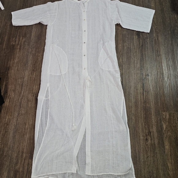 Robin Piccone Michelle Mandarin Collar Cover-Up Caftan Sz S Gauzy, Beach,Casual - Picture 11 of 16